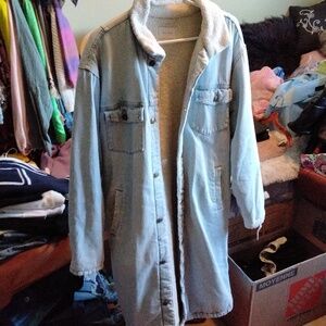 Sherman lined denim distressed coat